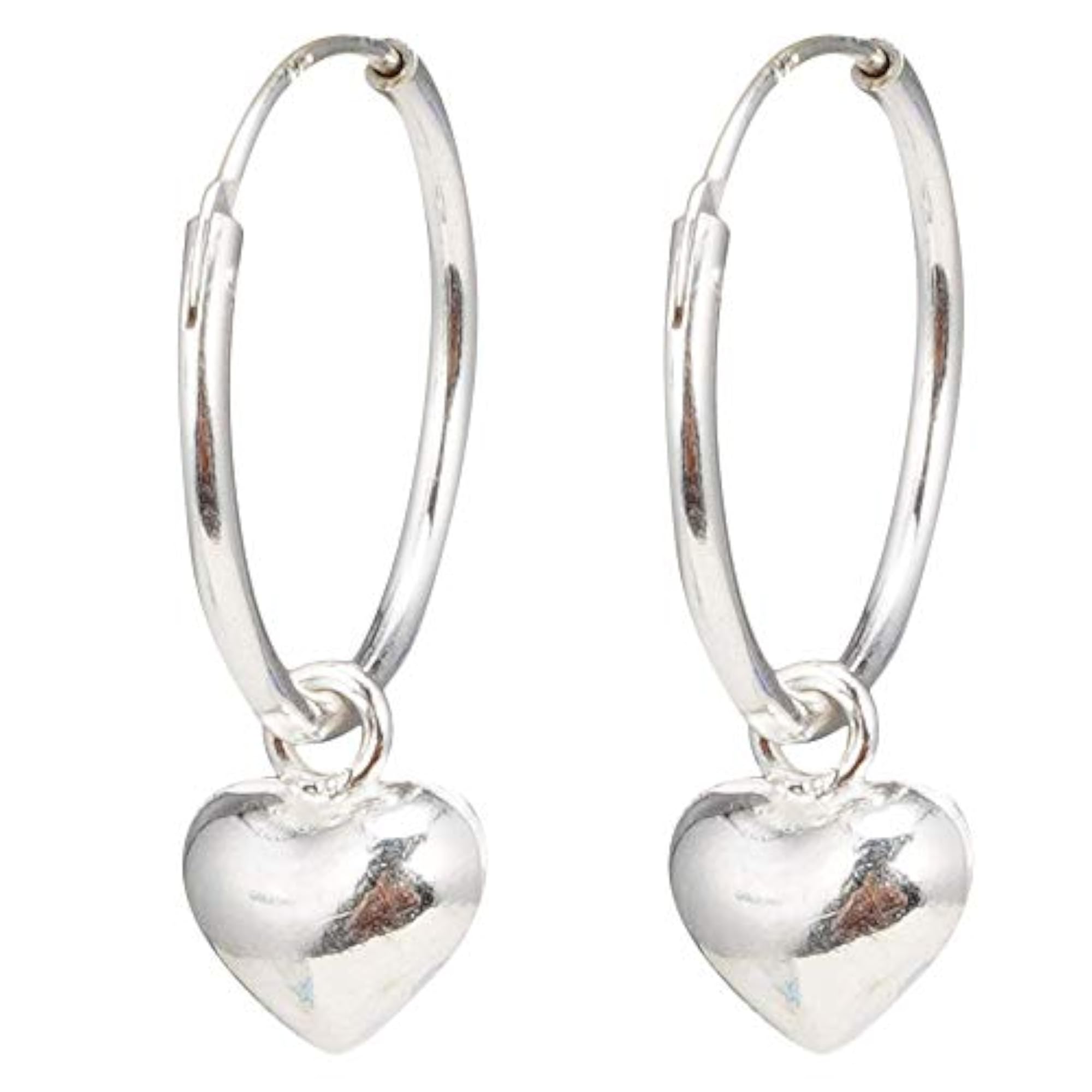Children's 925 Sterling Silver Heart Charms Earrings